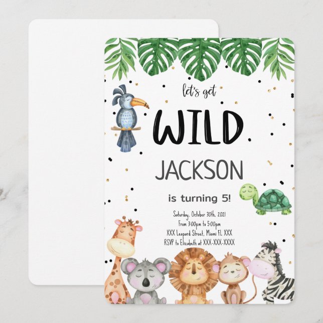 Invitation modifiable de safari (Devant / Derrière)