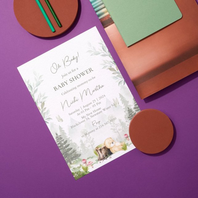 Invitation modifiable du Baby shower des bois (Créateur téléchargé)