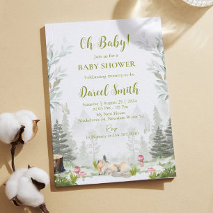 Invitation modifiable du Baby shower Woodland Fox