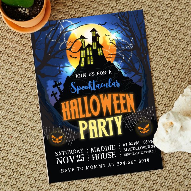 Invitation modifiable du parti Halloween Spooktacu (Halloween Spooktacular Party Editable Invitation)
