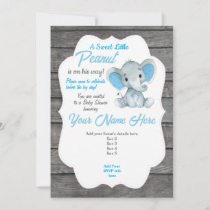 Invitation Modifiable Éléphant Gris Bleu