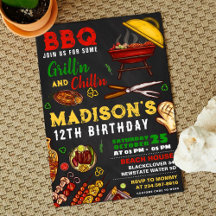 Invitation modifiable pour fête BBQ Grill et déten
