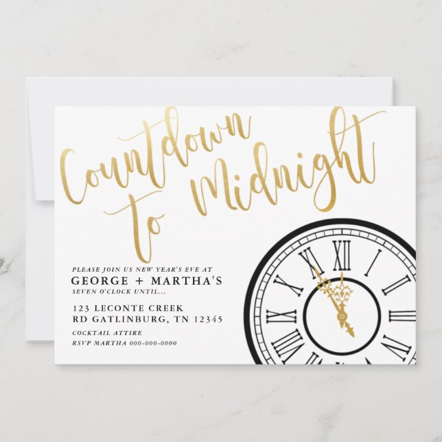 Invitation modifiable pour la soirée du Nouvel An (Devant)