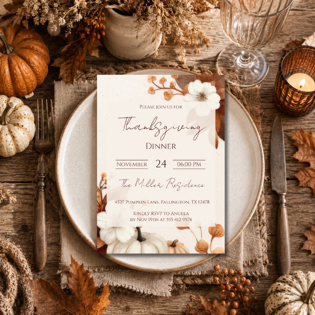 Invitation modifiable pour le dîner de Thanksgivin (Créateur téléchargé)