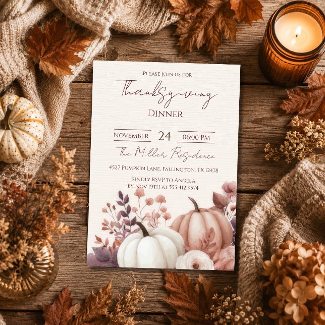 Invitation modifiable pour le dîner de Thanksgivin (Créateur téléchargé)