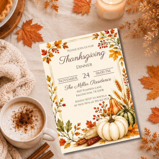 Invitation modifiable pour le dîner de Thanksgivin (Créateur téléchargé)