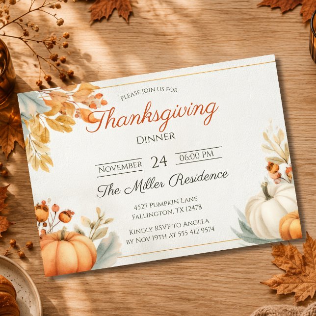 Invitation modifiable pour le dîner de Thanksgivin (Créateur téléchargé)