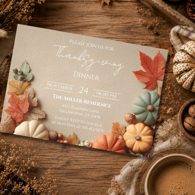 Invitation modifiable pour le dîner de Thanksgivin (Créateur téléchargé)