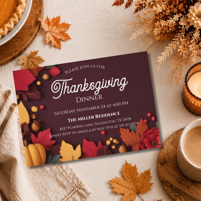 Invitation modifiable pour le dîner de Thanksgivin (Créateur téléchargé)