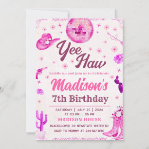 Invitation modifiable pour soirée disco cowgirl