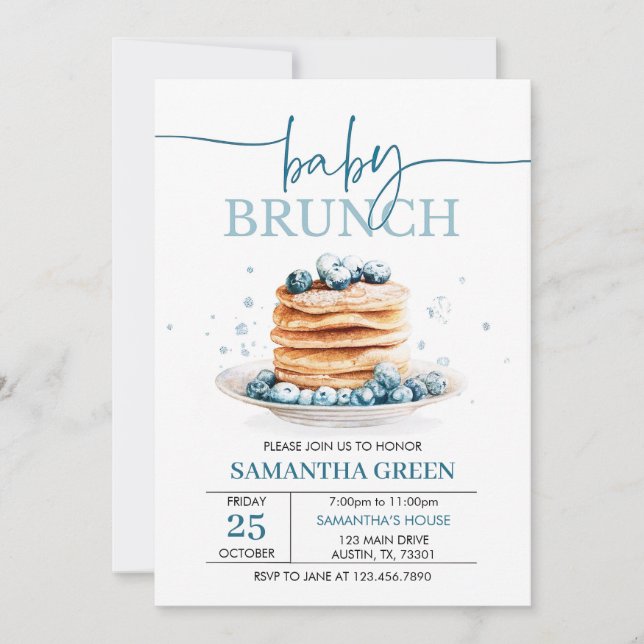 Invitation modifiable pour un Baby Brunch Baby Sho (Devant)