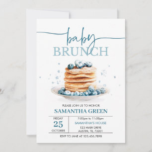 Invitation modifiable pour un Baby Brunch Blueberr