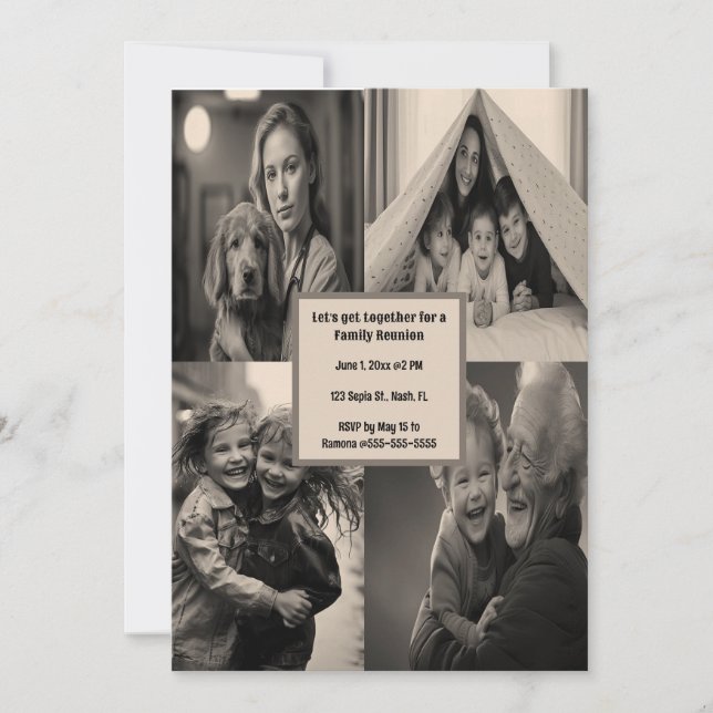 Invitation modifiable pour une fête avec quatre ph (Devant)