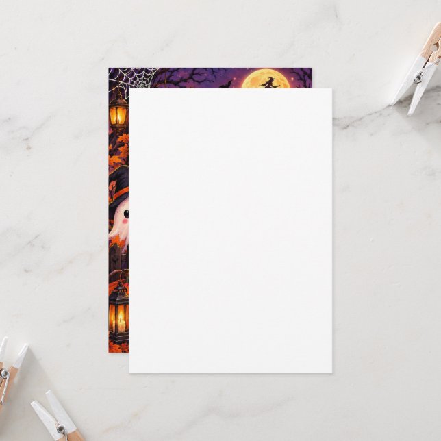 Invitation modifiable pour une fête Halloween avec (Devant/Arrière en situation)