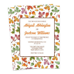 Invitation Modification du Mariage de automne Feuille