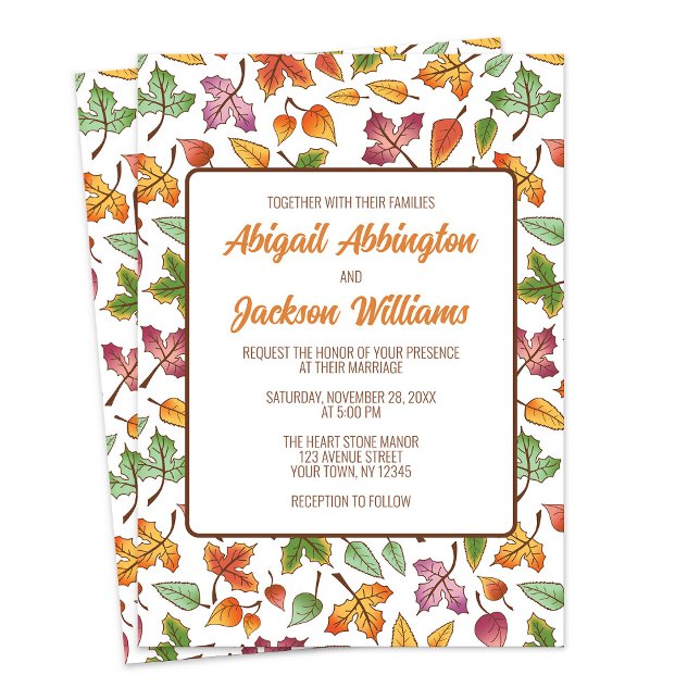 Invitation Modification du Mariage de automne Feuille (Changing Leaves Fall Wedding Invitations from Artistically Invited on Zazzle.)