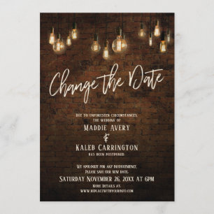 Invitation Modifier la date Edison Lights reporté Mariage