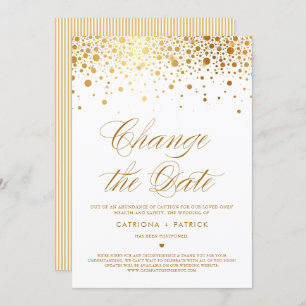 Invitation Modifier la date Gold Foil Confetti reportée