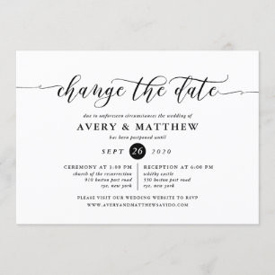 Invitation Modifier la date Mariage cérémonie et réception