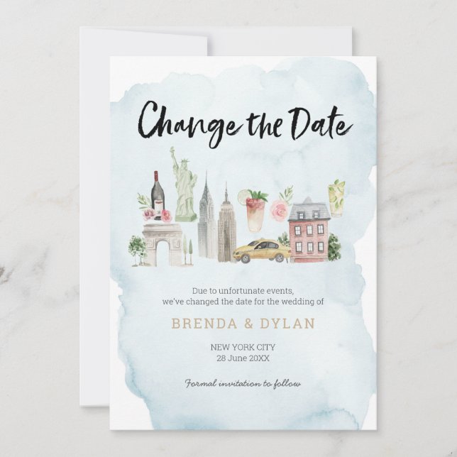 Invitation Modifier la date Mariage de l'invitation de New Yo (Devant)