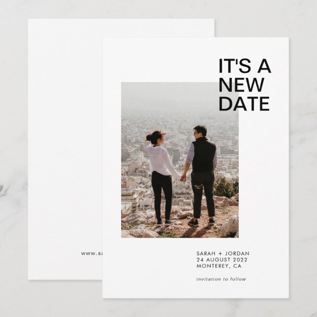 Invitation Modifier La Date Moderne De La Typographie Simpe (Devant / Derrière)