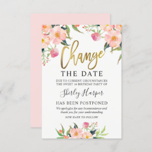 Invitation Modifier Le Script Date Rose Floral Or