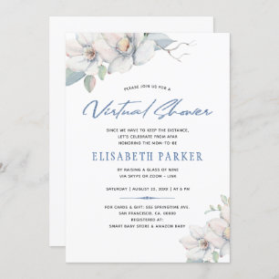 Invitation Modifier les plans baby shower virtuel floral bleu