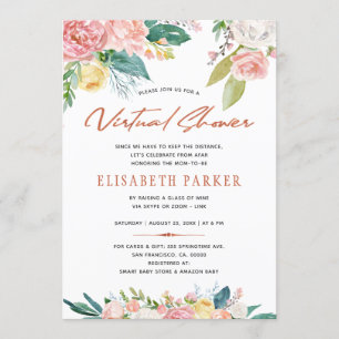 Invitation Modifier les plans baby shower virtuel floral rose