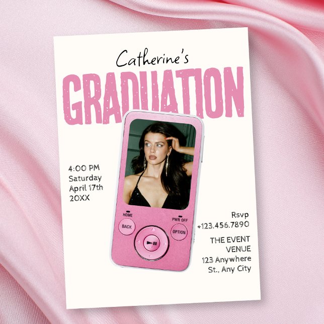 Invitation Modist pink white graduation (Créateur téléchargé)