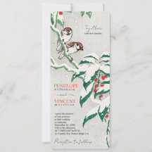 Moineaux d'amour en hiver - Mariage d'art vintage