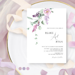 Invitation Moins, moderne violet mauve Pastel Mariage floral