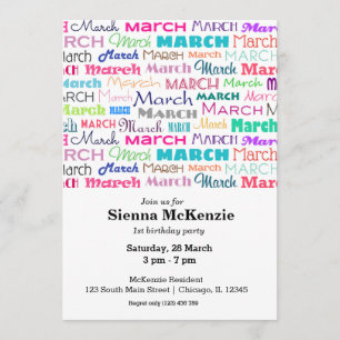 Invitation Mois d'anniversaire mars