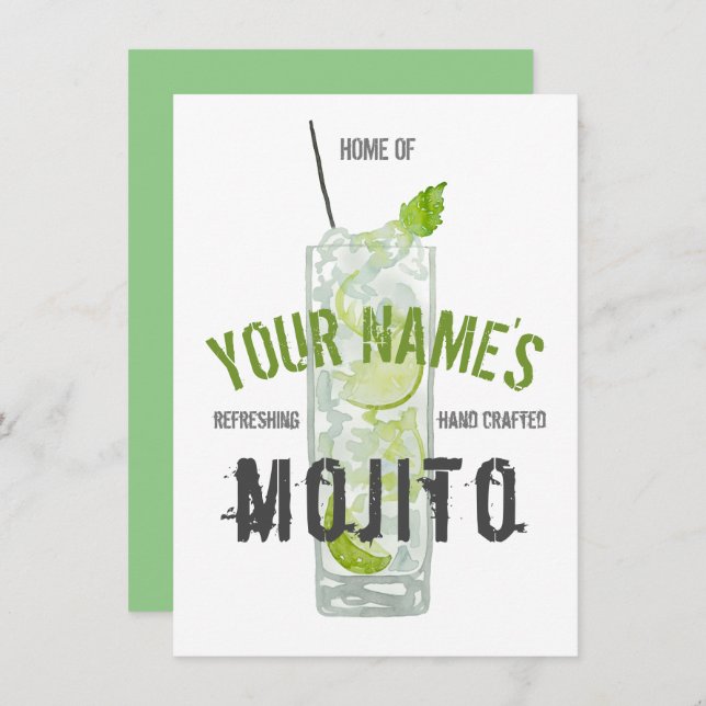 Invitation Mojito Personnalisé (Devant / Derrière)