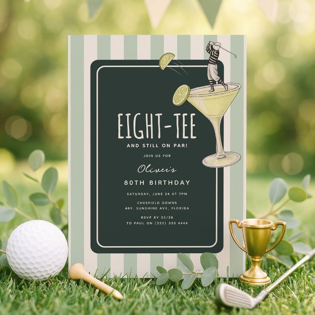 Invitation Mojito Thème Golf pour 80e Anniversaire (Créateur téléchargé)