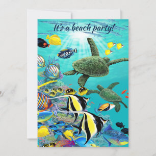 Invitation Molokini Cove Hawaiian Tropical Fish Turtle Luau
