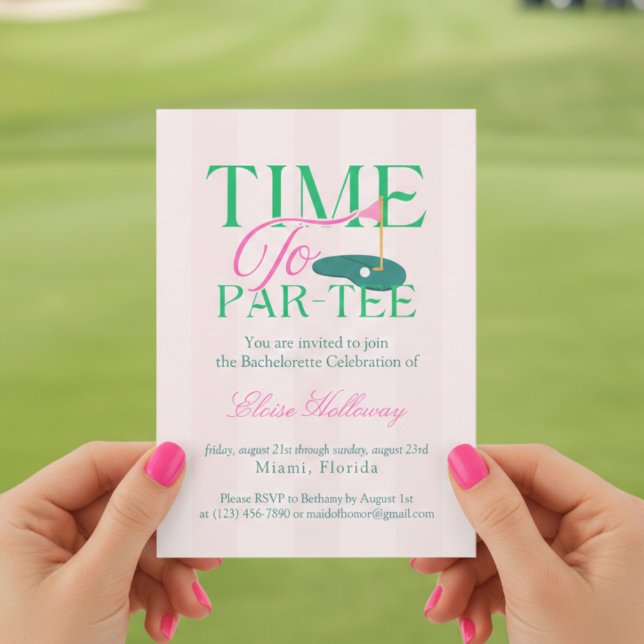 Invitation Moment de faire la fête Golf Thème Enterrement de  (Time to Par-Tee Fun Golf Themed Bachelorette Invitation)