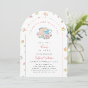Invitation Moment du thé Élégante fête de thé florale Baby Sh