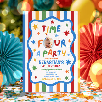 Invitation Moment pour une fête garçon 4 ans coloré