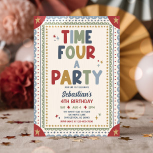 Invitation Moment pour une fête Garçon Fantaisie 4ème Anniver