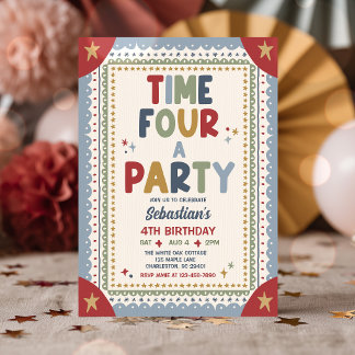 Invitation Moment pour une fête Garçon Fantaisiste 4ème Anniv