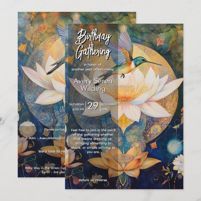 Invitation Moments en vol | Conception colibri (Devant / Derrière)