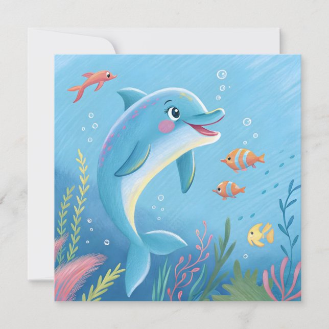 Invitation Moments joyeux de dauphin (Devant)