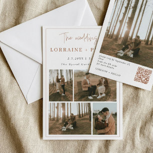 Invitation Moments spéciaux 5 photos élégant QR Code Mariage