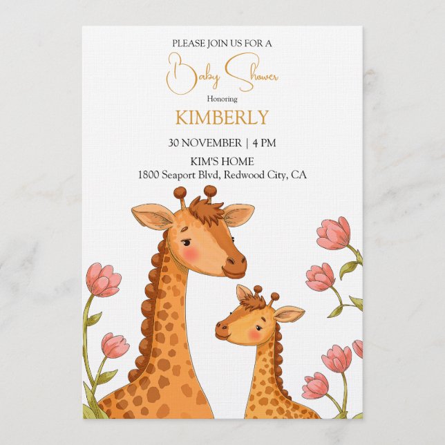 Invitation Moments tendres de girafe (Devant)
