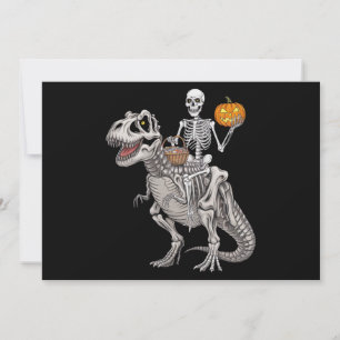 Invitation Momie à cheval sur un squelette Dinosaure T rex Ha