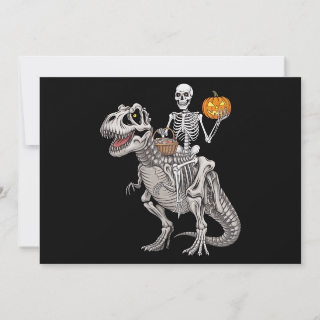 Invitation Momie de squelette à cheval dinosaure T rex Hallow (Devant)