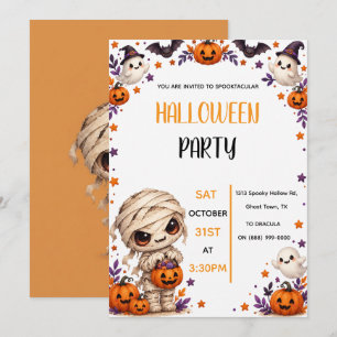 Invitation Momie Mignonne Fête d'Halloween Enfants Effrayante