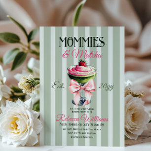 Invitation Momies et matcha fraise Baby shower de cabot rose