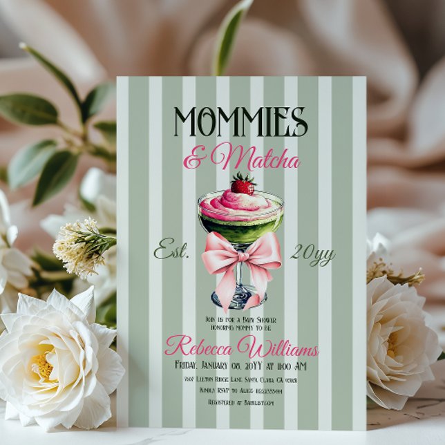 Invitation Momies et matcha fraise Baby shower de cabot rose (Créateur téléchargé)