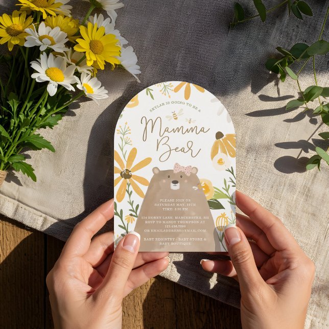 Invitation Momma Ours & Miel Doux Abeille Bébé Fille Douche (Momma Bear & Sweet Honey Bee Baby Girl Shower Invitation)